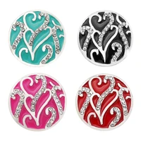 new kz2075 beauty charming colorful rhinestone hearts 18mm snap buttons fit diy snap bracelet wholesale gift 6colors
