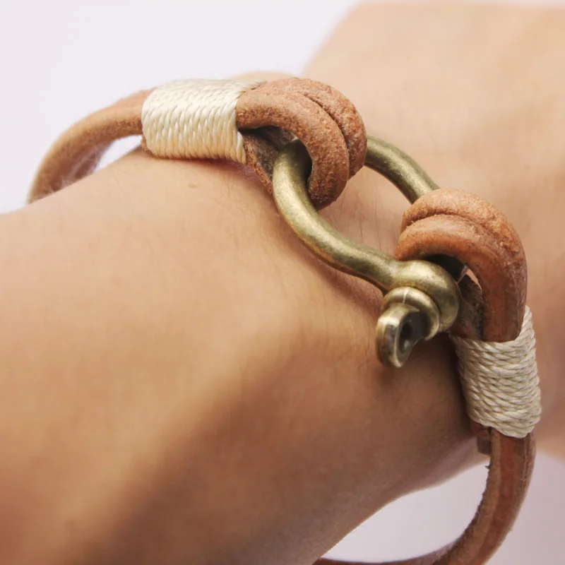 Мужской браслет в стиле ретро из натуральной кожи ручной работы|male accessories|bracelet