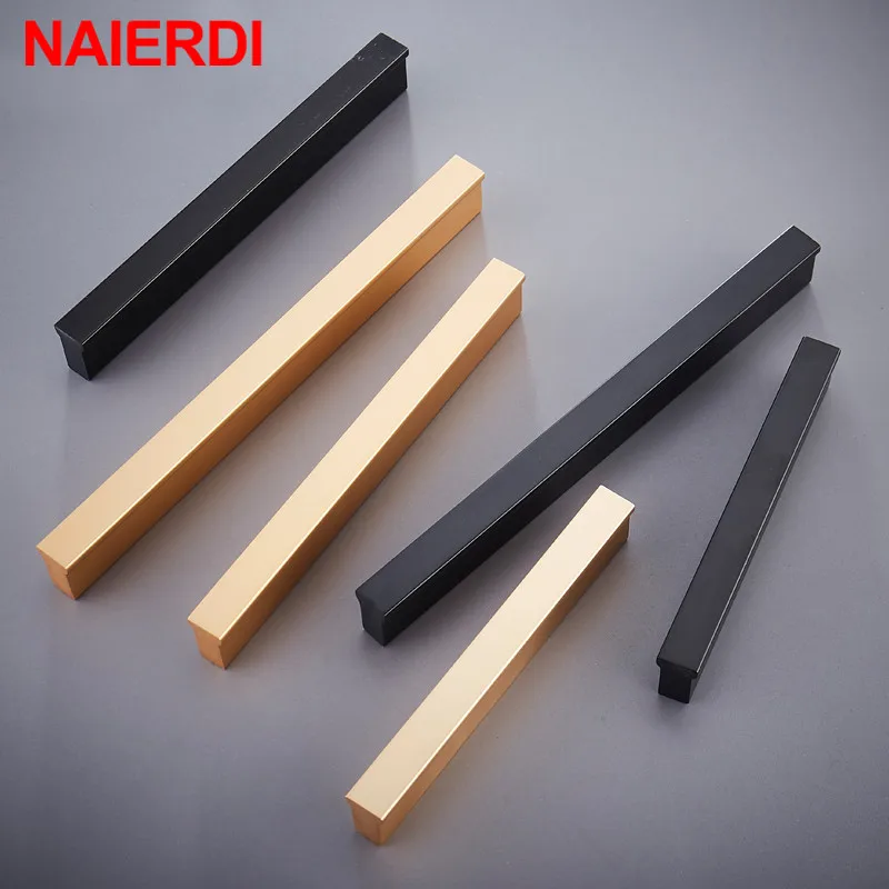 Ручки для кухонных шкафов NAIERDI из алюминиевого сплава золотого и черного