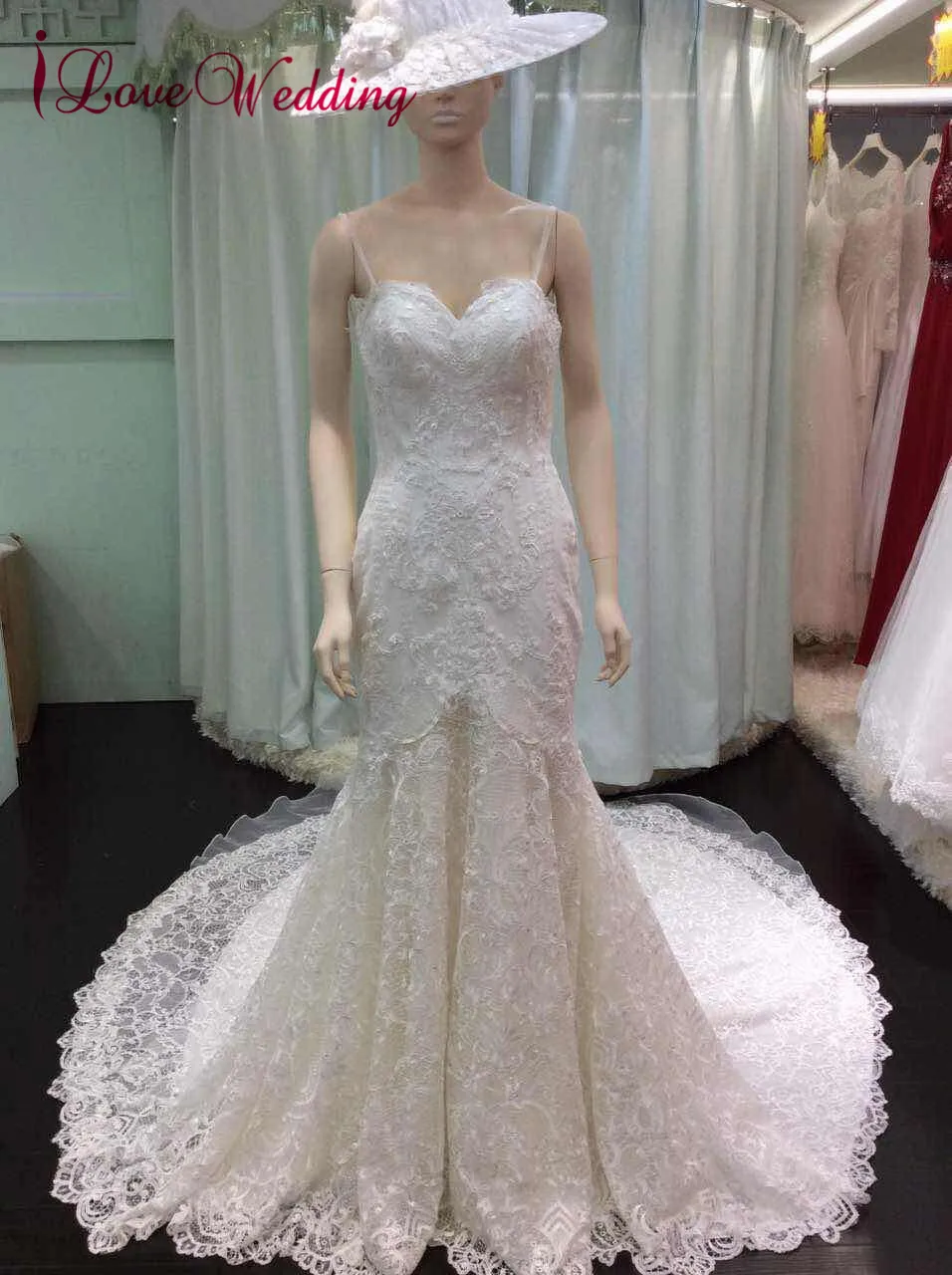 ILoveWedding Vestido de noiva настоящая фотография пикантные тонкие бретельки gelinlik Русалка