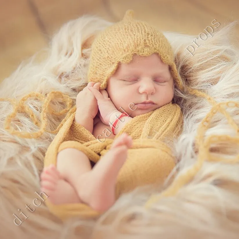 Newborn photography props Handcraft Baby hand Knit Mohair Bonnet on Shower Gift Photography Props hats | Детская одежда и обувь