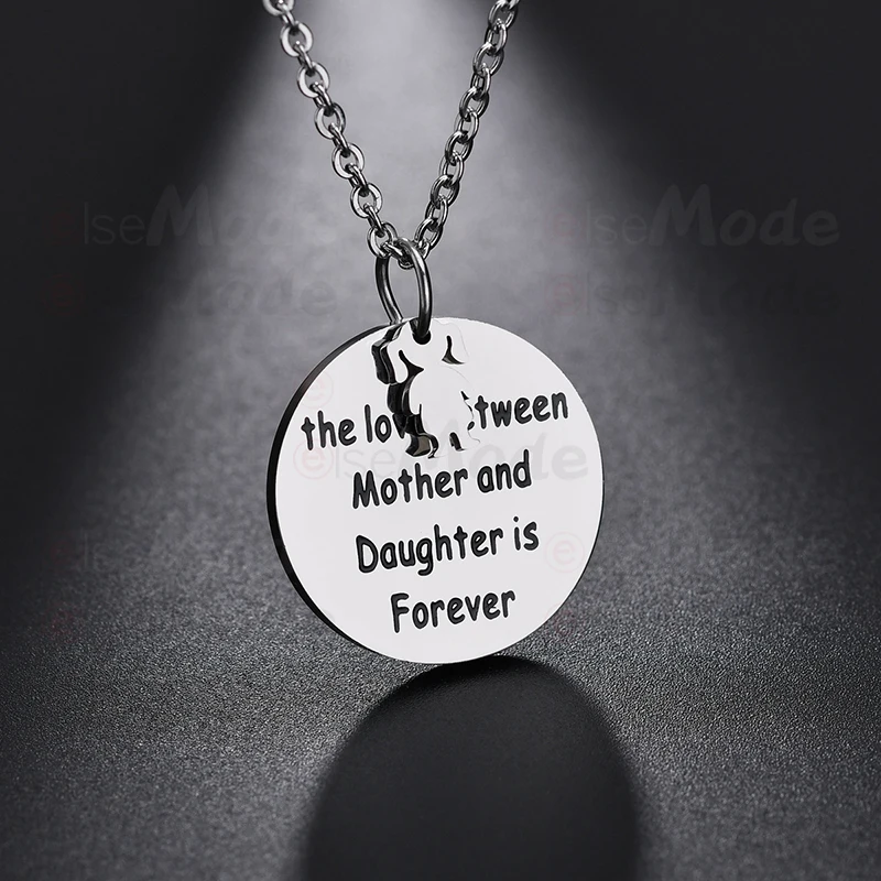 ELSEMODE Классический круглый кулон для мамы и дочки ожерелье из нержавеющей стали с