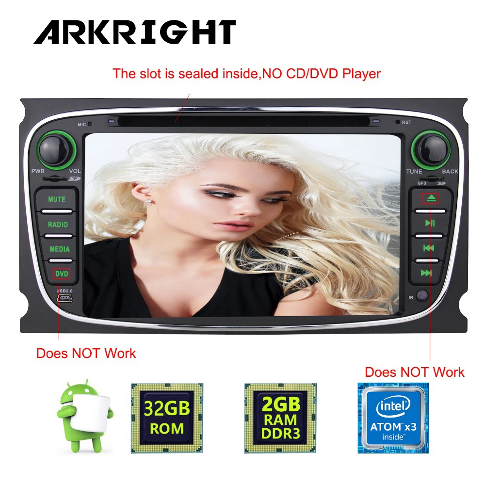 Автомобильный радиоприемник Android 6 0 2 Din 7 дюймов Гб ОЗУ FM радио ТВ Bluetooth Wi Fi HD GPS