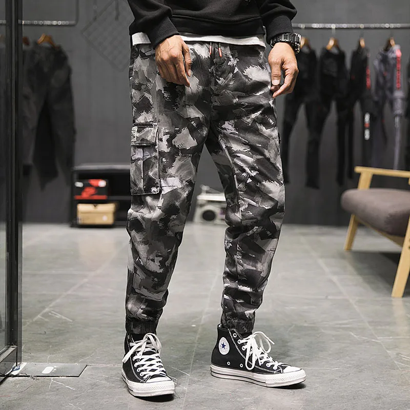 Grey Camouflage Мужской спортивный костюм размера плюс, камуфляжные штаны для мужчин, повседневные Военные Брюки с карманами, мужские камуфляжные штаны для фитнеса, одежда - Цвет: Grey Camouflage