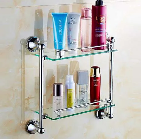 Двухуровневая антикварная стеклянная полка для ванной комнаты|glass bathroom shelves|bathroom