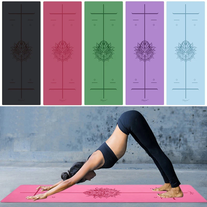 

New 5mmPU natural rubber yoga mat female beginners anti-skid body line high-grade local yoga mat