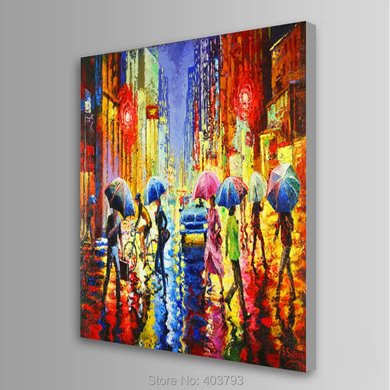 HD печатная Современная картина маслом абстрактный ритм дождя картины на холсте