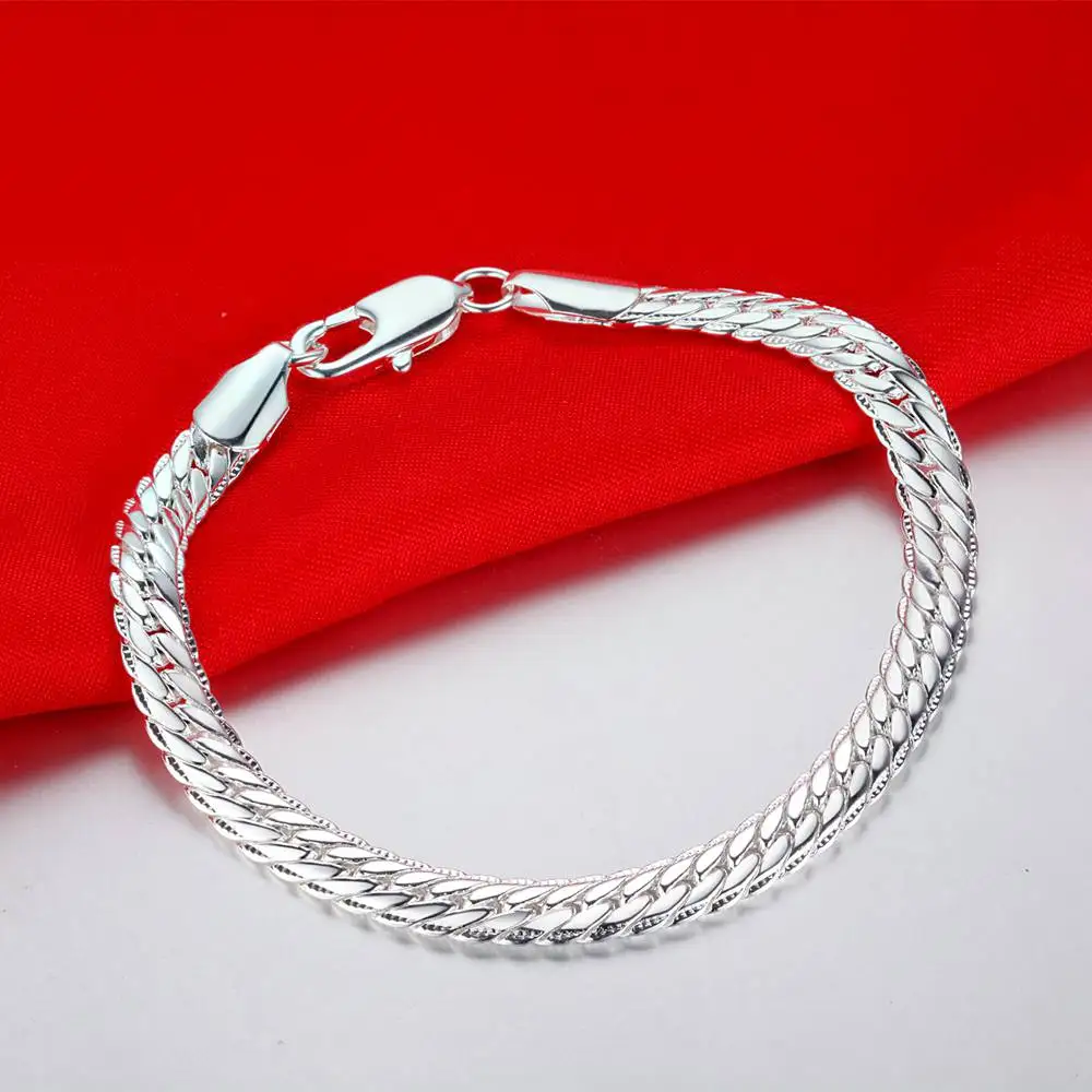 Fashion Jewelry 6MM Bracelet Silver Plated Chain | Украшения и аксессуары