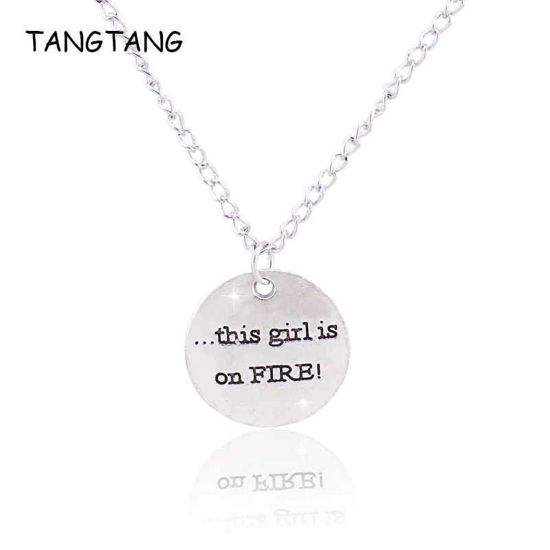 Круглое Ожерелье сделай сам с надписью ... эта девушка в огне! подвеска Хип-хоп и