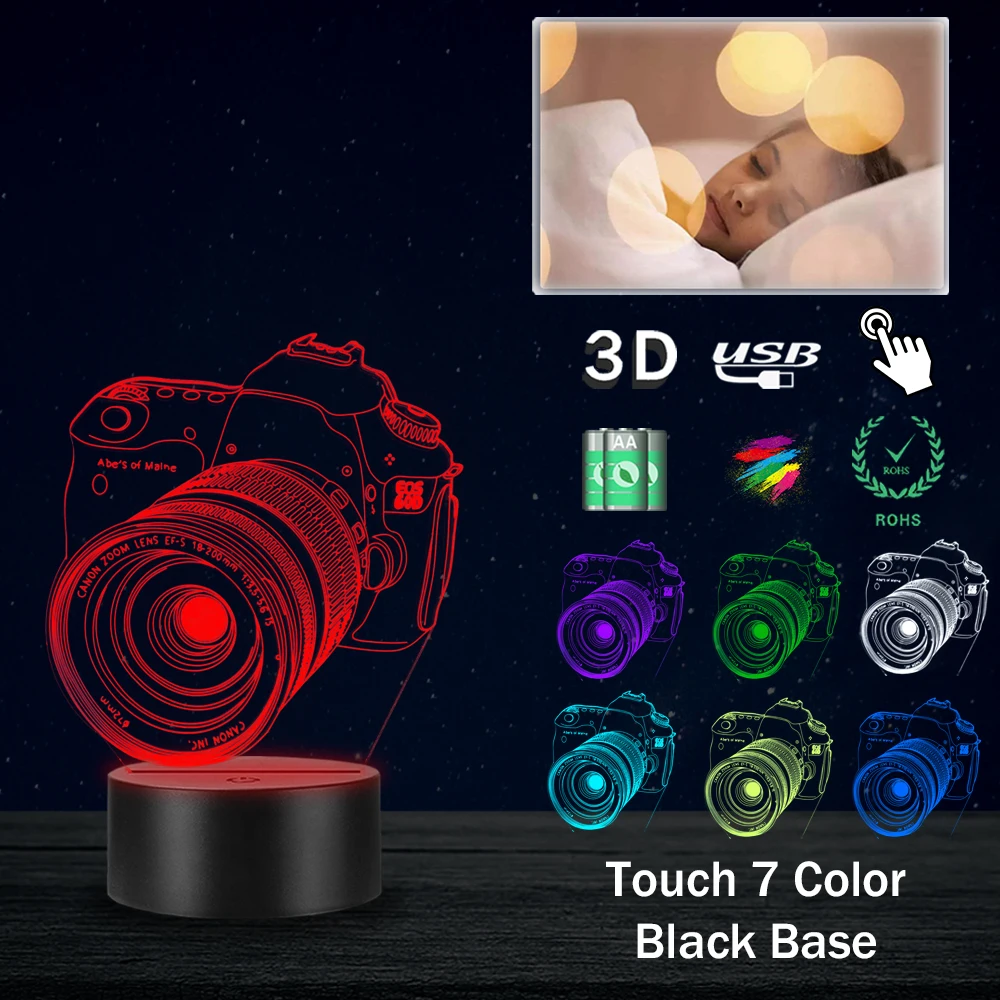 Камера EOS 60D декоративный ночник освещение 3D светодиодный USB спальня многоцветный атмосферная настольная лампа друг Праздничный Рождественский подарок