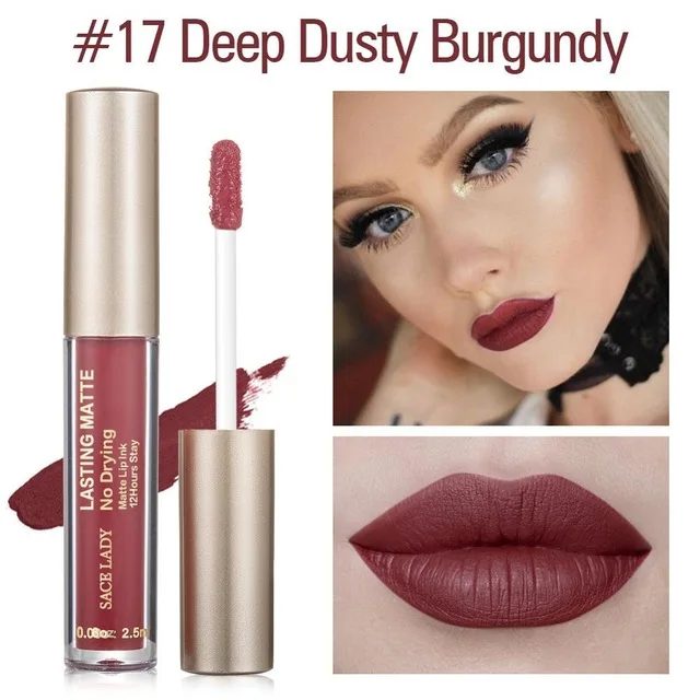 17 Deep Burgundy SACE LADY бренд 23 Цвета жидкая помада макияж не сушильная матовая помада для губ долговременная помада телесный оттеночный блеск для губ натуральная косметика - Цвет: 17 Deep Burgundy