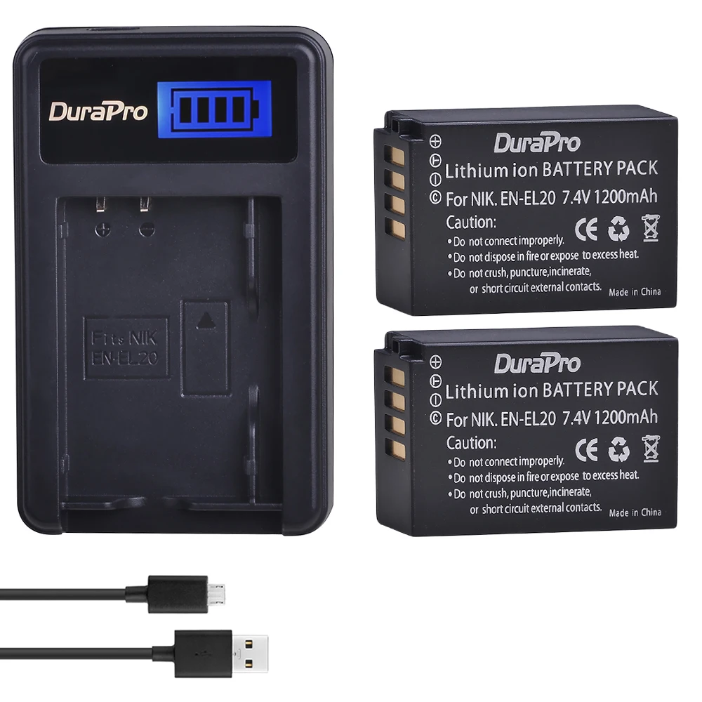 Аккумуляторная батарея Durapro для фотоаппарата 2 шт. 1200 мАч с ЖК-дисплеем USB зарядное
