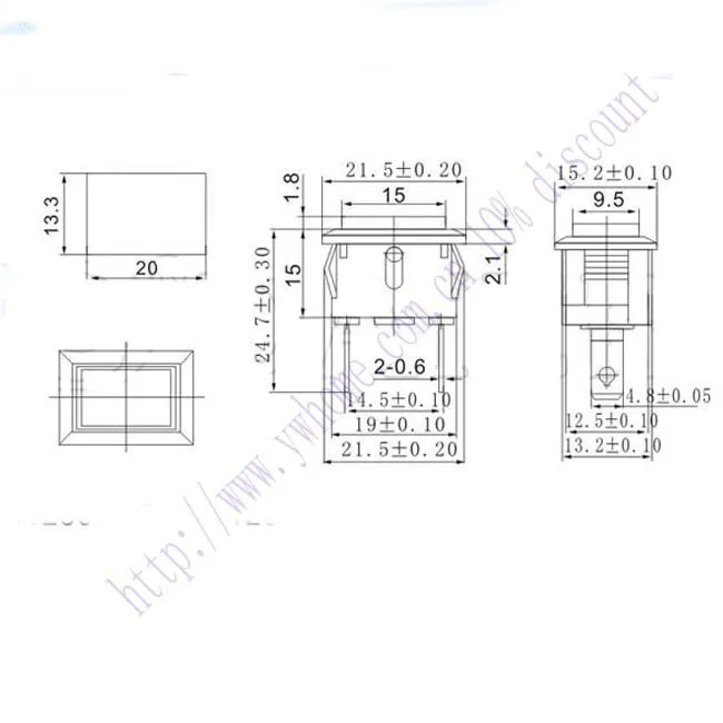 5 шт. 2 Pin Красный Мгновенный кнопочный переключатель 6A 250V AC 10A 125V PBS 101|button gems|switch push
