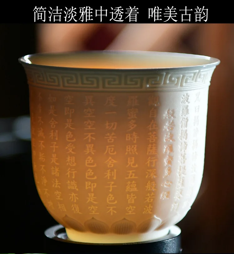 Высокое качество suet jade master cup белый фарфор Dehua керамическое сердце sutra Baifu чайный набор для дома
