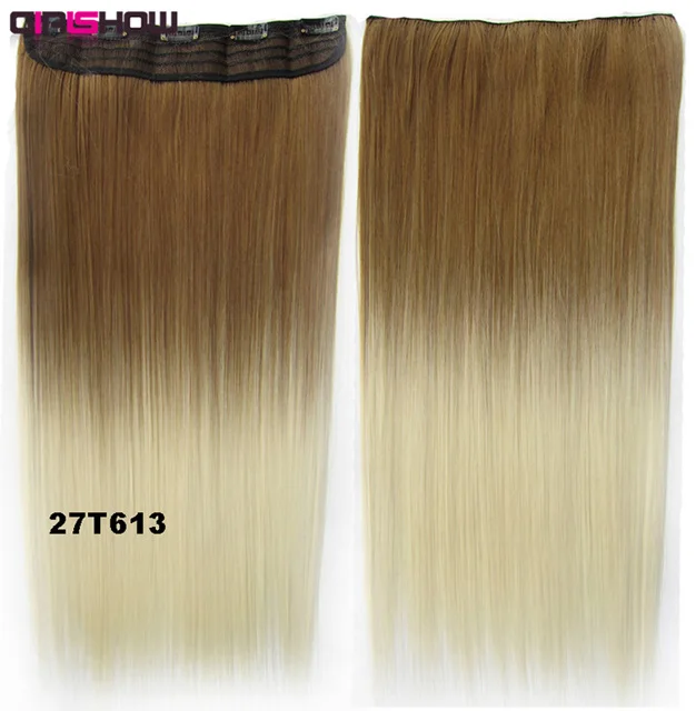 GS666 Color 27T613 5 клипов на Dip краситель Омбре тени Синтетические прямые пряди двухцветный парик расширение, 36 цветов доступны 130 г, 60 см, 10 шт./партия - Цвет: GS666 Color 27T613