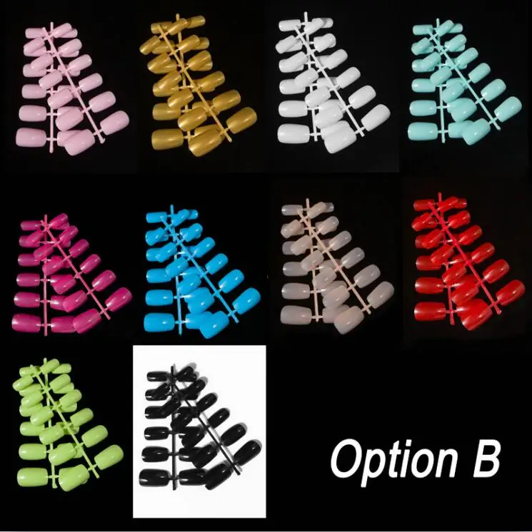 Option B 240 шт./упак., Смешанные 20 Цвета, полного покрытия, накладные ногти, короткий дизайн, накладные ногти квадратный накладные ногти акриловые Frenc накладные ногти Нейл Арта, набор - Цвет: Option B