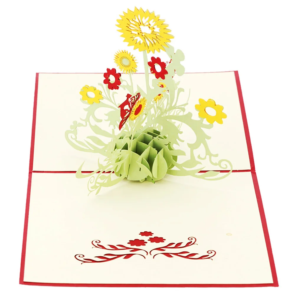 UESH-3D pop up birthday card postcard gift sun flower Sunflower | Дом и сад