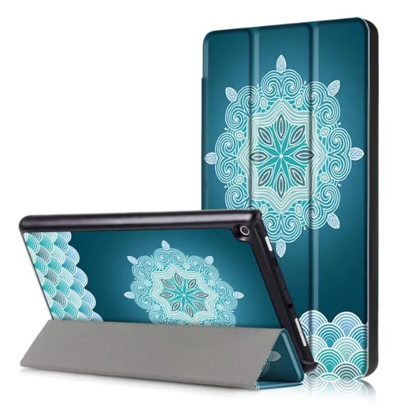 Для Amazon kindle fire hd 8 чехол с принтом из искусственной кожи с подставкой умный чехол для сна Funda для kindle fire hd8 - Цвет: xue hua