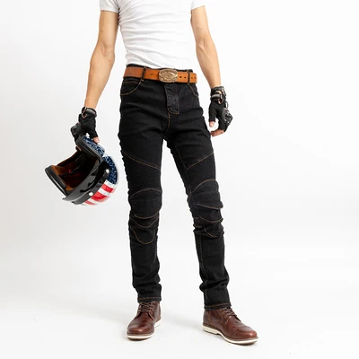 only pants black Мужские и wo мужские новые джинсы для езды на мотоцикле джинсы для езды на открытом воздухе мотоциклетные брюки джинсы для гонок с наколенниками - Цвет: only pants black
