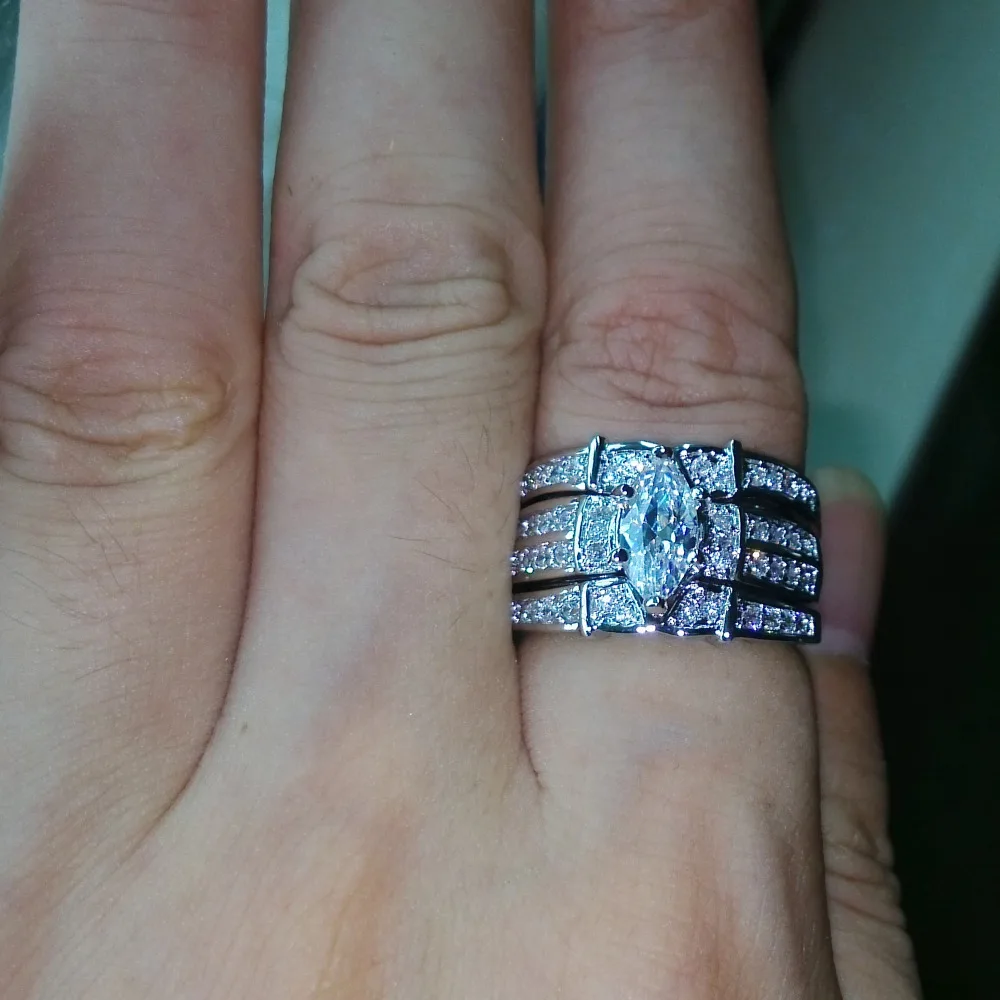 Victoria Wieck хит продаж роскошное кольцо с маркизой AAA CZ имитация stones14KT белое золото
