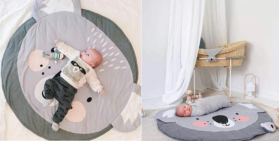 Baby Playmat Cartoon Circle Shape Rabbit Unicorn Pattern Baby Activity Gym Baby Gym Playmat Baby Room Rug Carpet In The Nursery