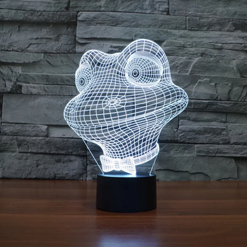 Меняющая цвет мультфильм лягушка ночсветильник для помещений 3D Светодиодная