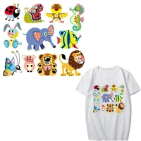cartoon animal patch set iron on elephant patches for clothes heat transfer vinyl stickers stripes for clothing diy t shirt