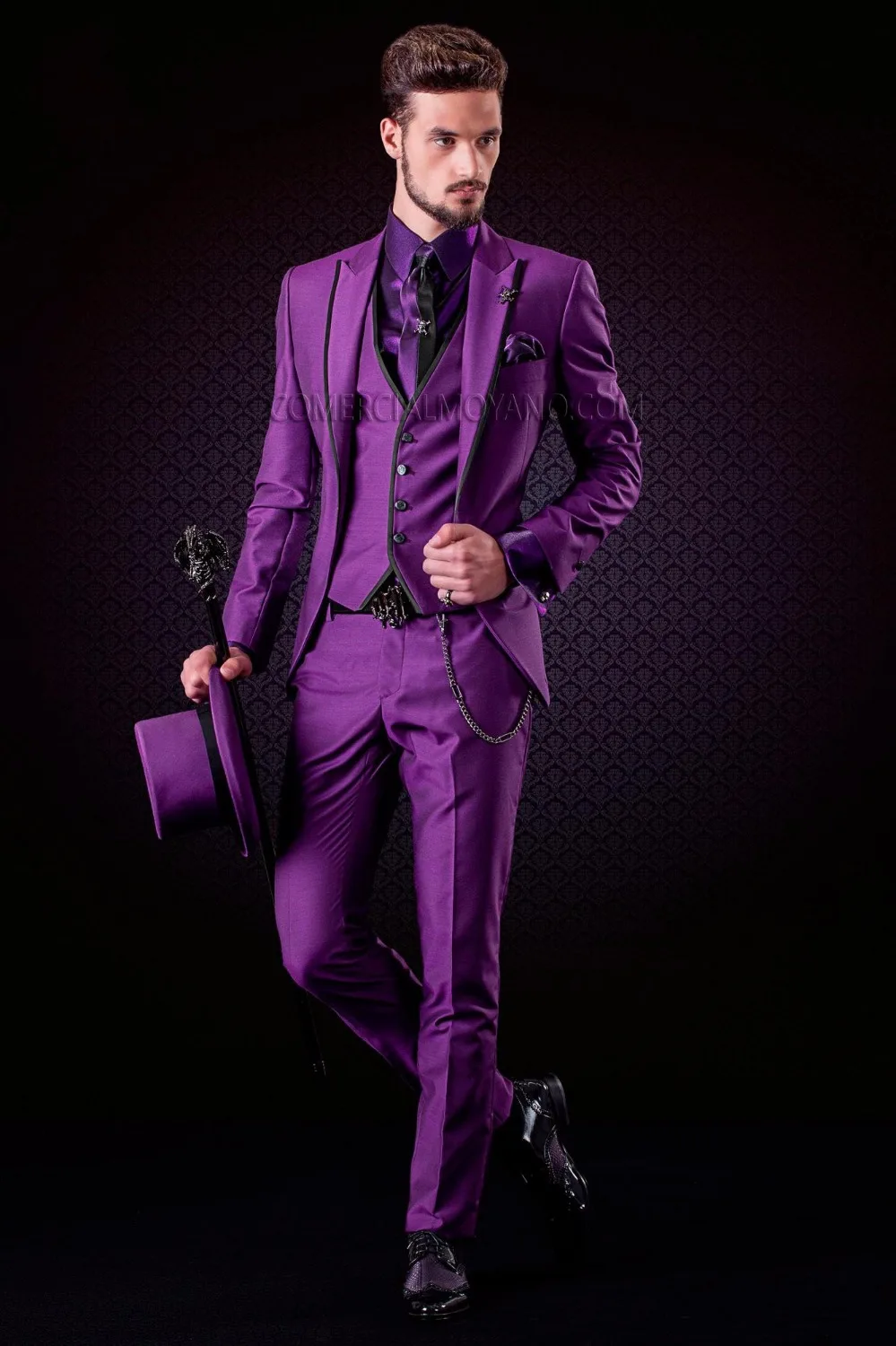 

Handsome One Button Groomsmen Peak Lapel Groom Tuxedos Men Suits Wedding/Prom Best Man Blazer ( Jacket+Pants+Tie+Vest) A195