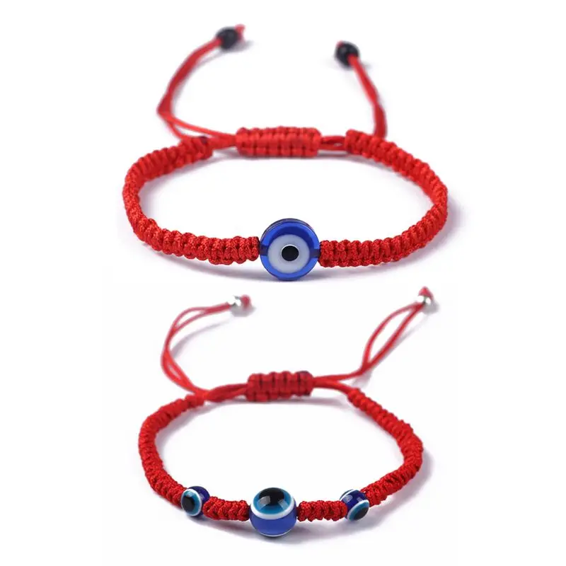 Ярко красного цвета веревочный браслет струнной проволоки синий Турецкий Дурной - Фото №1