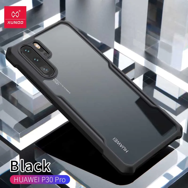 Противоударный чехол XUNDD для huawei P30 Pro, защитный чехол с подушками безопасности, чехол для бизнеса, красочное кольцо, держатель, бампер, жук - Цвет: Black