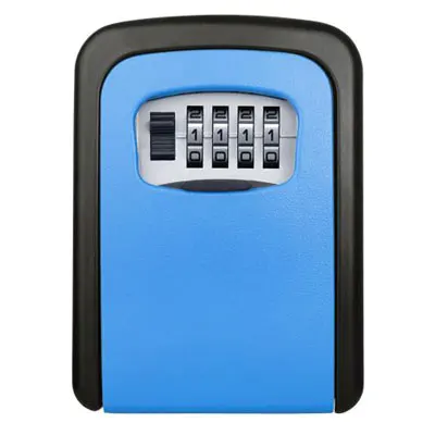 Blue 4 цифры, металлический наружный Сейф для ключей, коробка для хранения ключей с паролем, органайзер, коробка для замка безопасности, настенное крепление, скрытый секретный сейф - Цвет: Blue