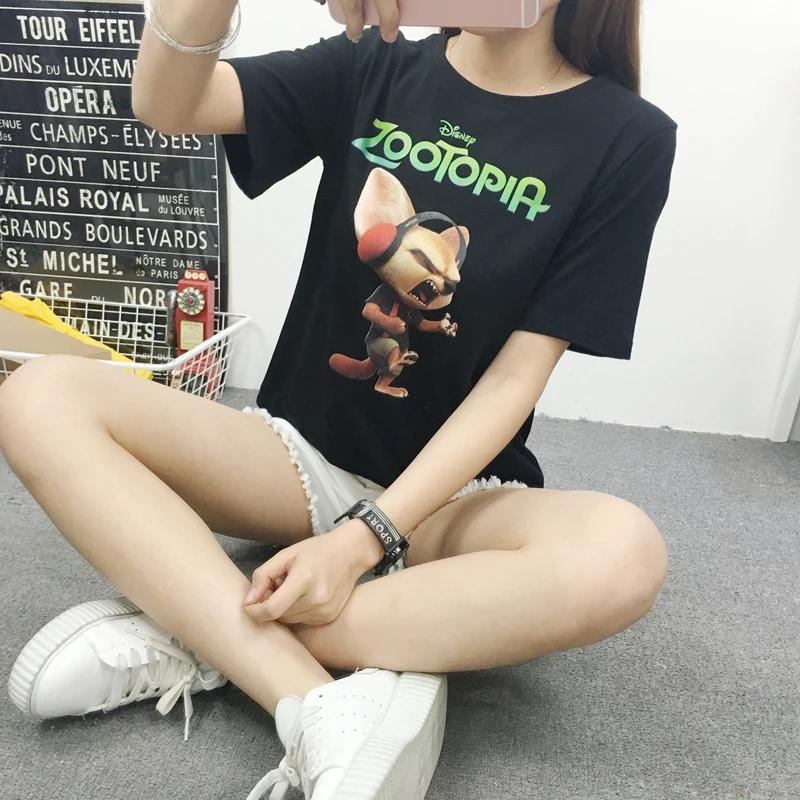 2016 Новый Мультфильм Милые Женщины Печати Летние Тройники Прекрасный Животных