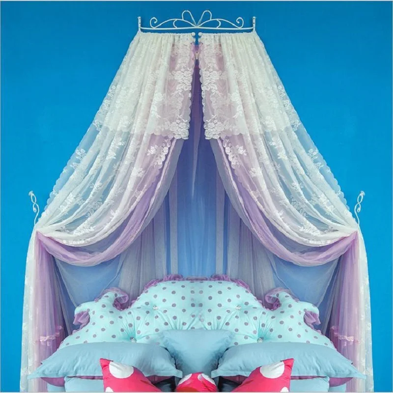 Роскошный дворец принцесса москитная сетка двойная кружевная Кровать Навес
