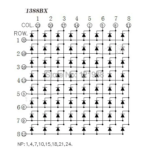 10 шт. двойная точка 8x8 цифровая трубка 3 мм светодиодный точечный матричный