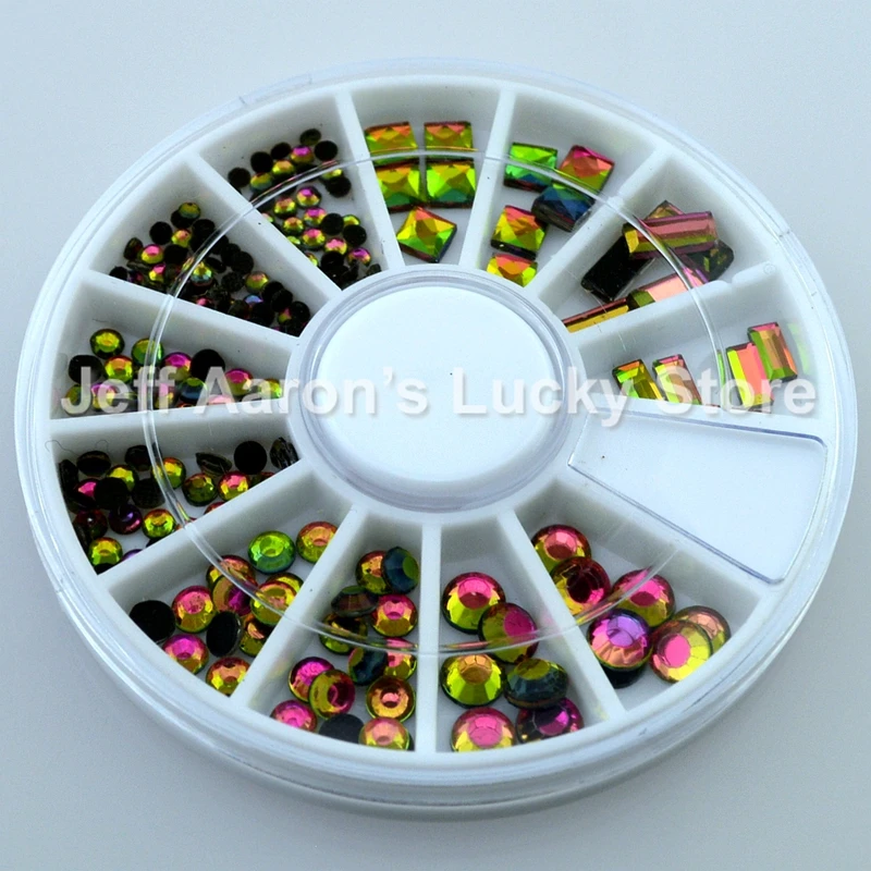 Flat black 3d nails accessoires rhinestone wheel for glitter nail art decorations round rectrangular square | Красота и здоровье