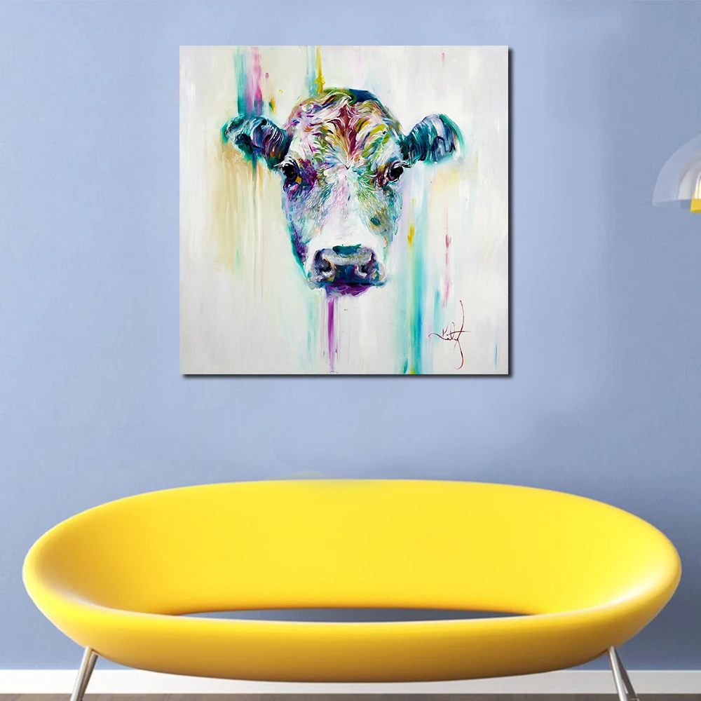 JQHYART Oil Painting Canvas Art Abstract Animal Cow Home Decor Wall Pictures For Living Room Modern No Frame Picture | Дом и сад
