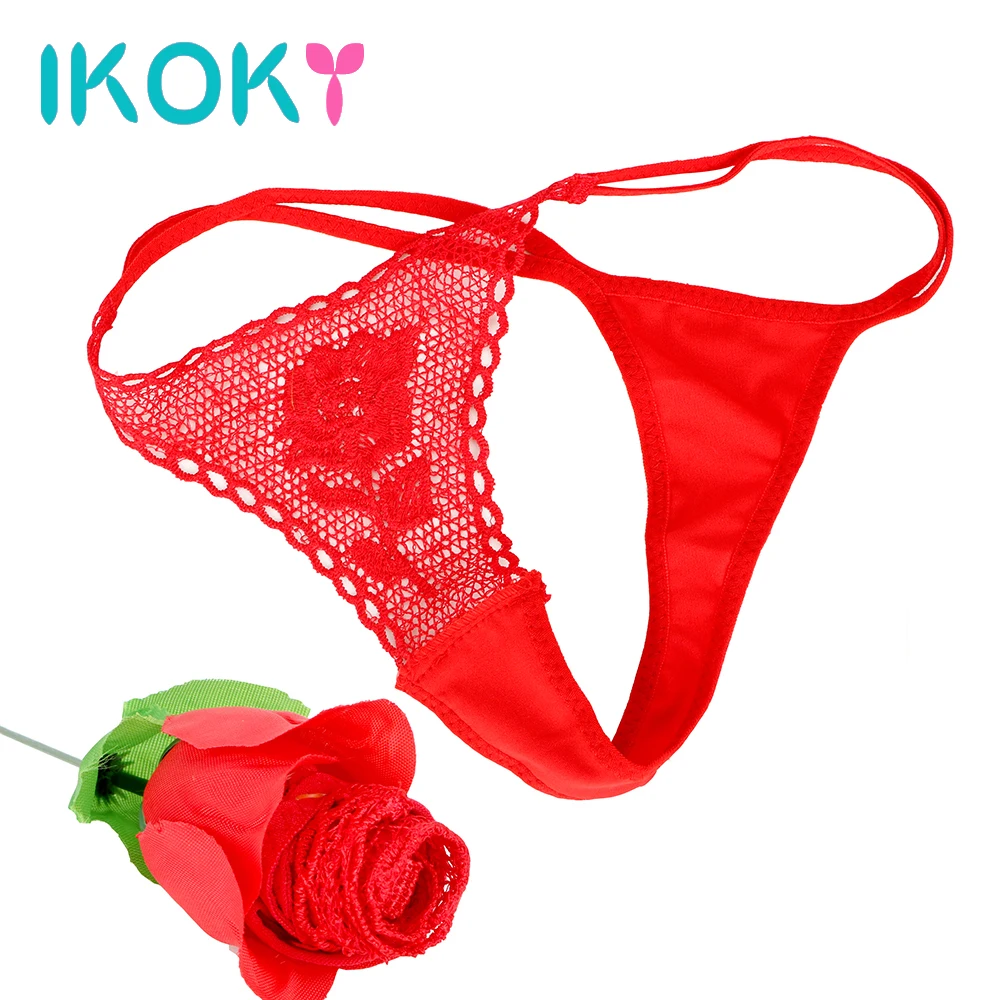 

IKOKY Lady Sexy Thongs Women's Underwear Random Send Roses Shape Lace Lingerie Novel Design G String Women's Panties