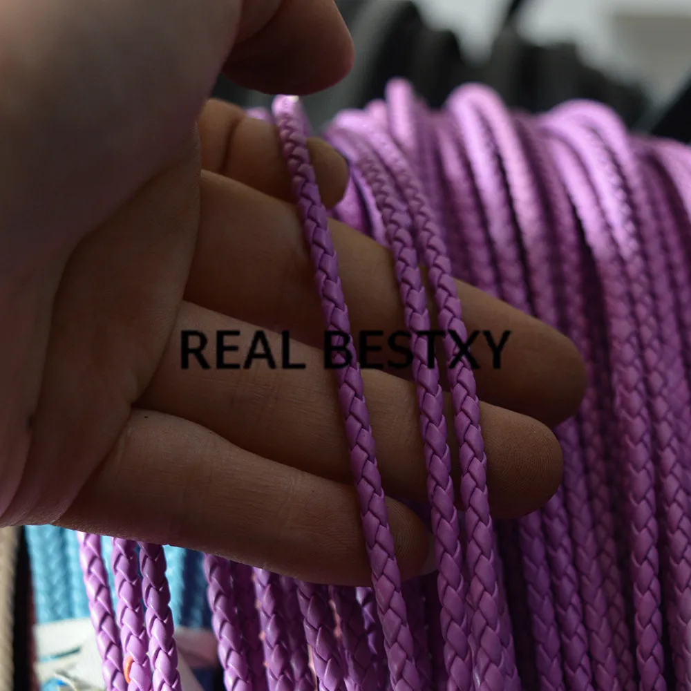 Настоящее BESTXY 5 м/лот 3 мм розовые круглые плетеные кожаные ремешки для