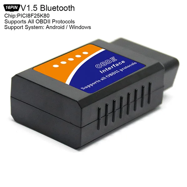 Bluetooth Подходит для ELM327 V1.5 Wifi Bluetooth OBD2 сканер с чипом PICI8F25K80 OBD 2 сканер автомобильный диагностический инструмент для Windows android 2B - Цвет: Bluetooth