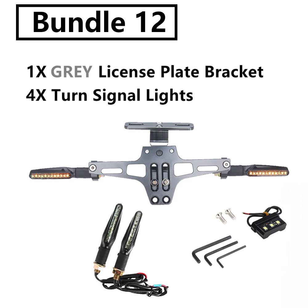 Grey with 4 Lights Держатель для заднего номерного знака мотоцикла и сигнальный светильник поворота для Honda Для Kawasaki Z750 Z800 для YAMAHA MT07 MT09 MT10 R1 3 - Цвет: Grey with 4 Lights