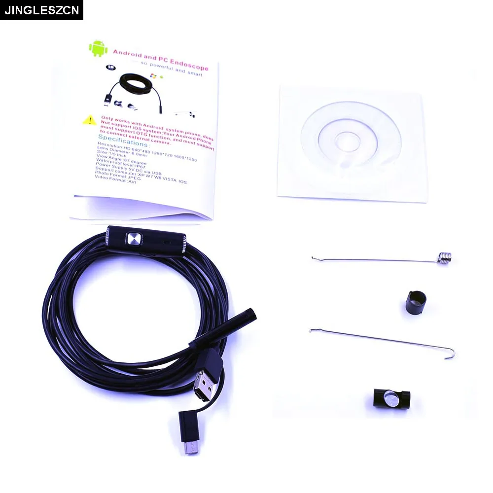 Высокое качество 3 в 1 USB Android эндоскоп камера 8 мм объектив IP67 Водонепроницаемый 6