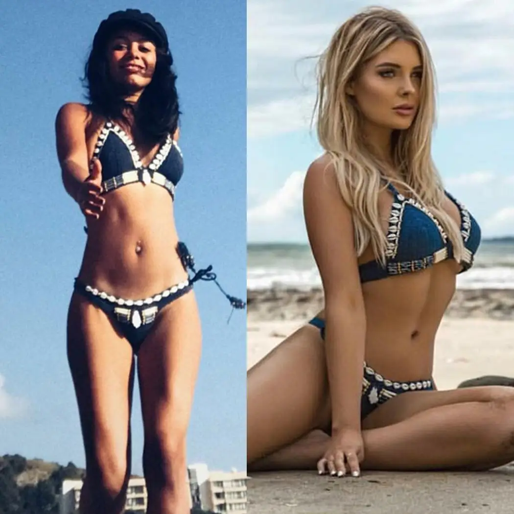 Women Casual Halter Sleeveless Knitted Shell Loose Decor Short Two-Piece Summer No Swimming Wear Swimsuit |