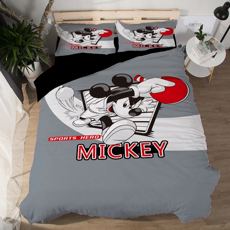 Disney mickey mouse bedding set for kids bed decor king size quilt cover full bedspread 3pcs children home textile promotion new | Дом и сад