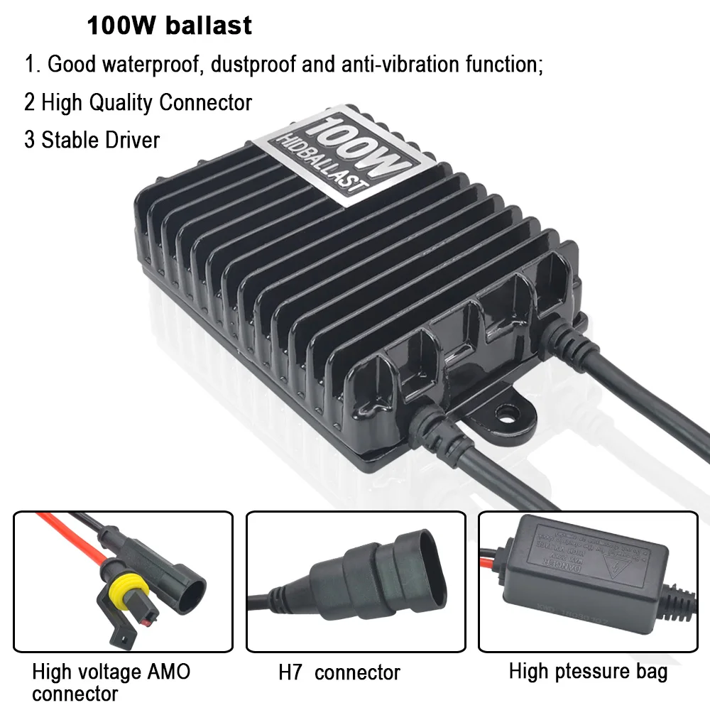 100 Вт H7 Xenon H1 H4 H3 H11 9005 HB3 9006 HB4 HID комплект для автомобильных фар 4300K 5000K 6000K 8000K Высокая