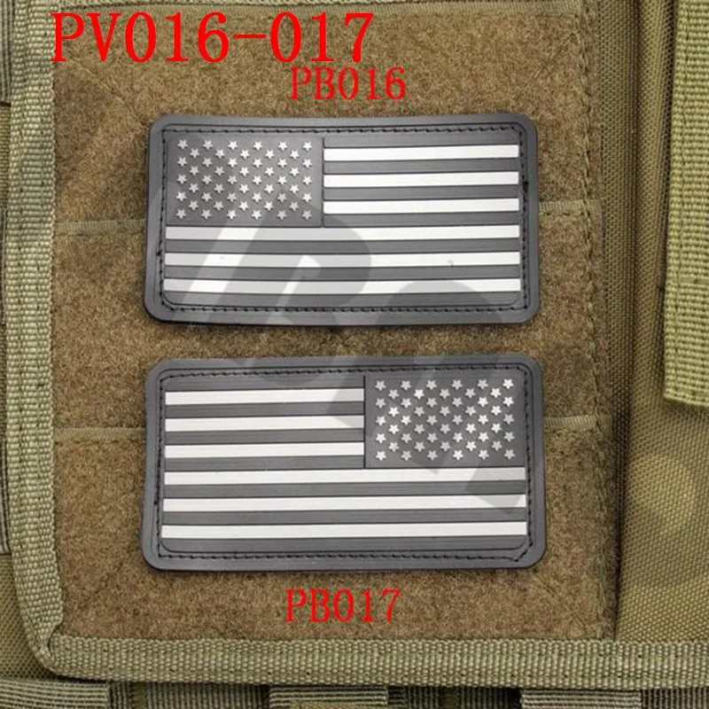 PB016 PB017 Gray 3D ПВХ патч 2* шт США американский флаг Резиновый патч - Цвет: PB016 PB017 Gray