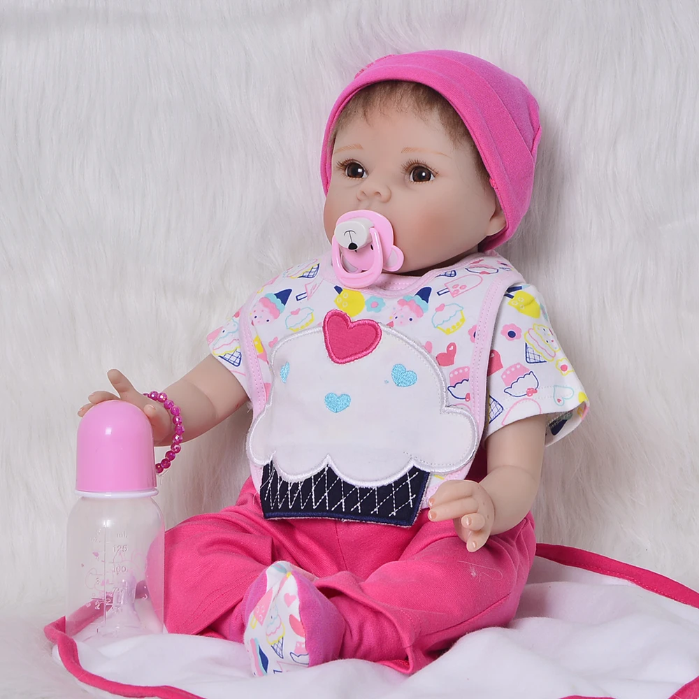 Мода 55 см Baby Reborn Bonecas 22 дюйма Мягкая силиконовая виниловая кукла для