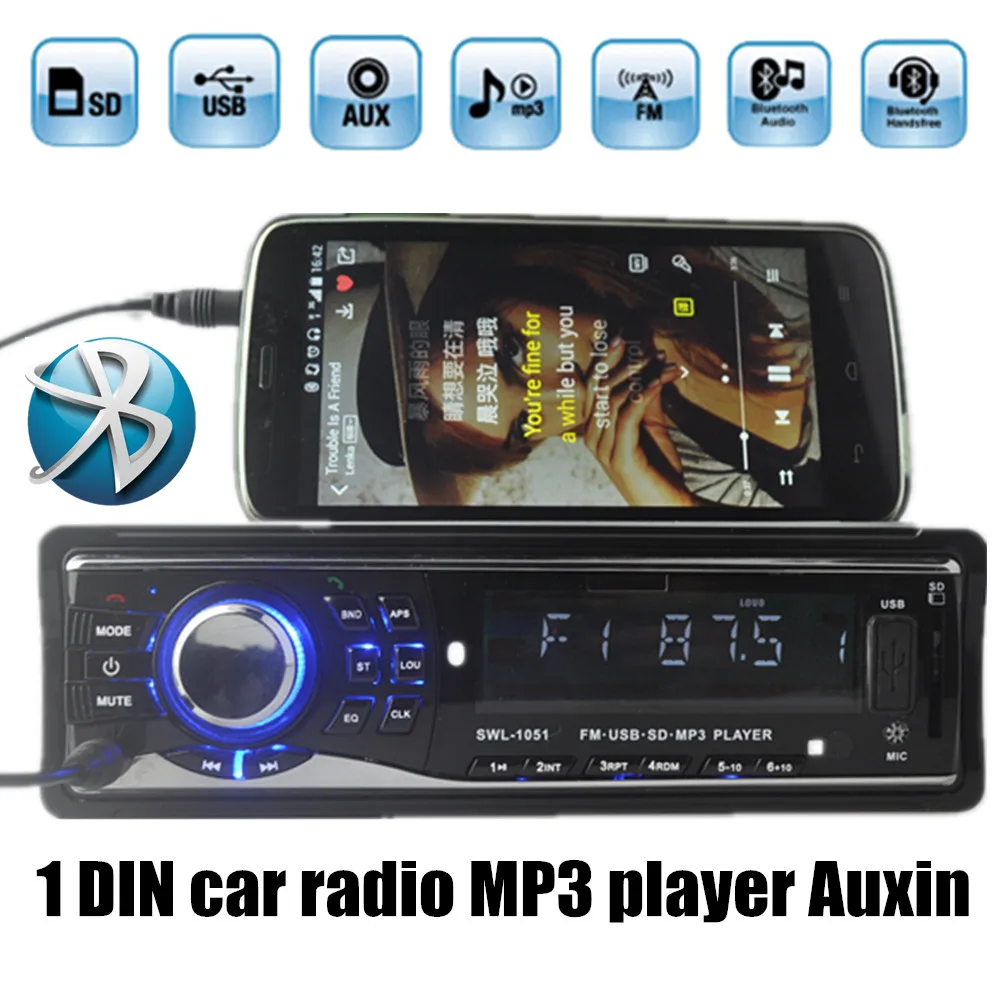 Бесплатная доставка 1 Din Автомобильный Радио MP3-плеер Стерео аудио в тире FM Aux вход