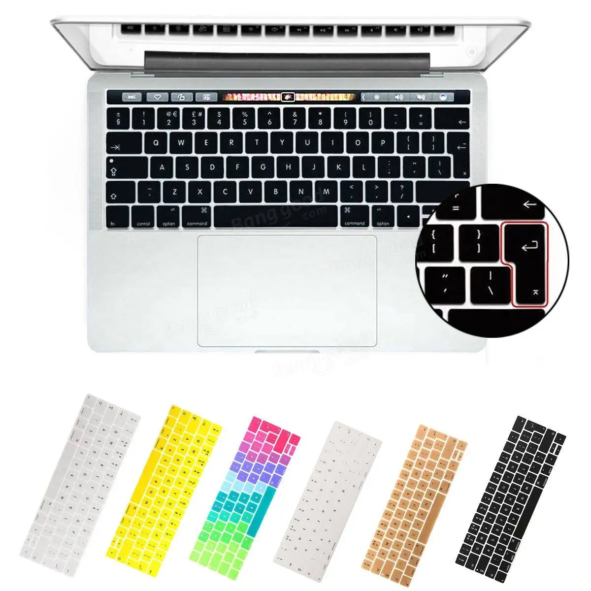 Силиконовая клавиатура для ноутбука Обложка для Новинка Macbook Pro 13 дюймов/15 дюймов с touchbar EU версия A1706 A1707