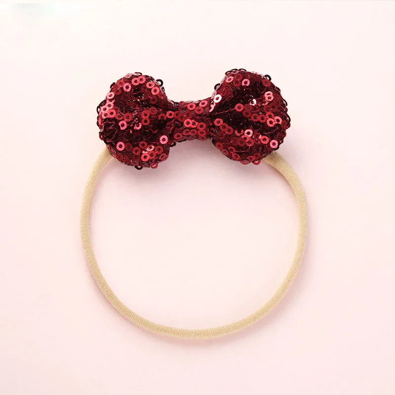 Fashion Shiny Baby Girl Nylon Elastic Headband Mini Ring Lace Bowknot Headdress Solid Color Newborn Princess Headwear | Детская одежда