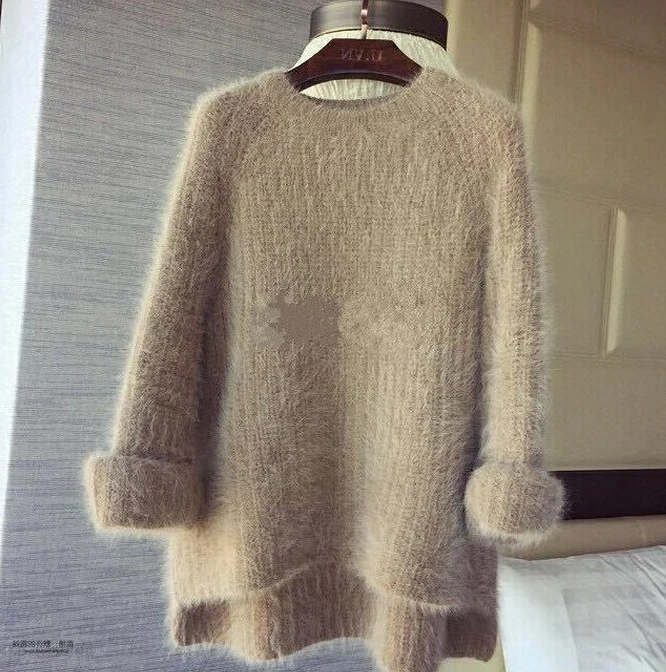 

2020 new front short after long Korean loose sets of mink cashmere women autumn and winter long mink sweater